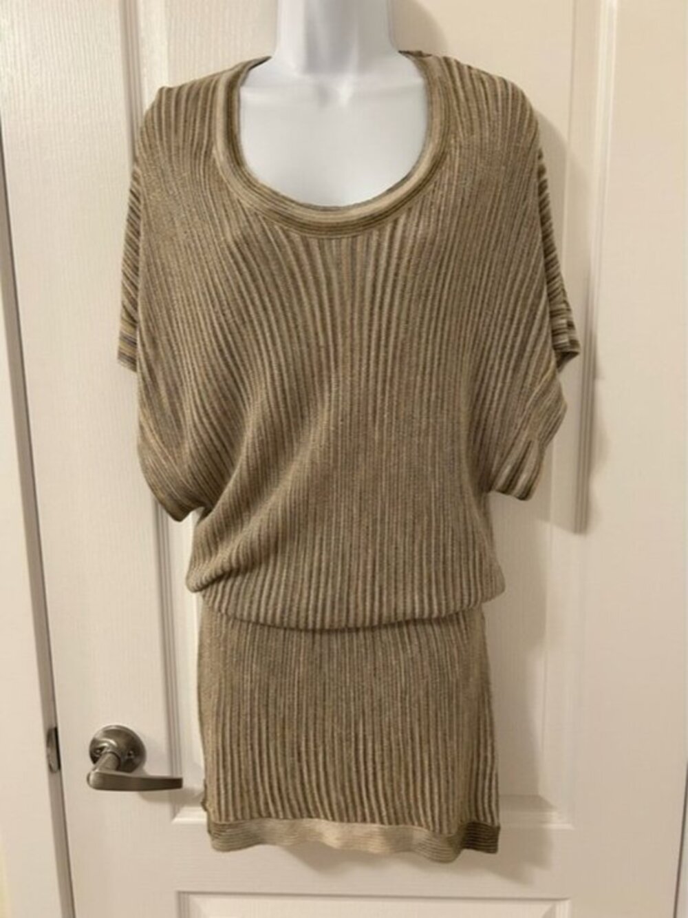Y2k MANGO Women's Mini Dress XS Sparkly Shimmer Stripes Whimsigoth Boho Retro